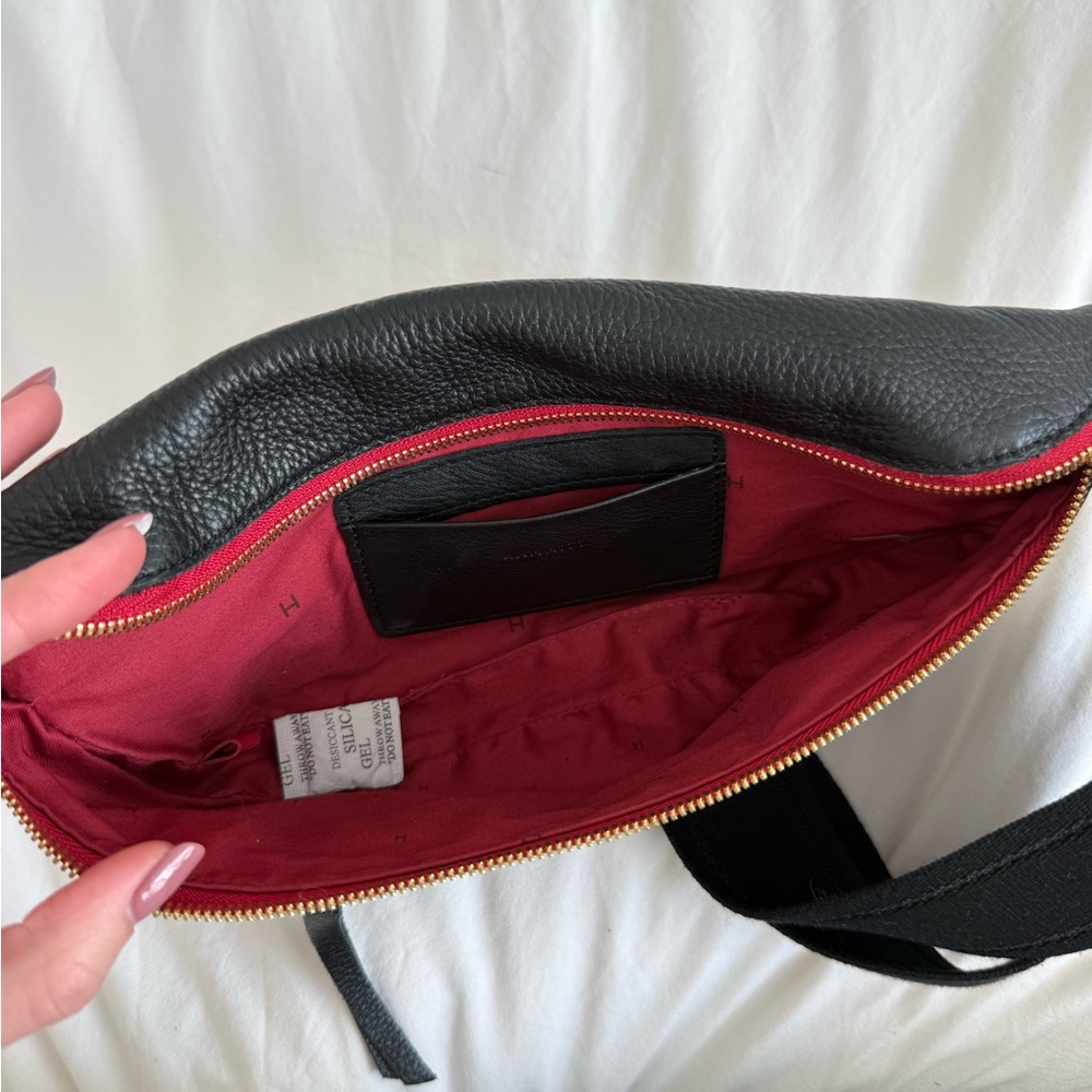 Hammitt Black Leather Crossbody Belt Bag with Red Zippers - Medium - Picture 5 of 6